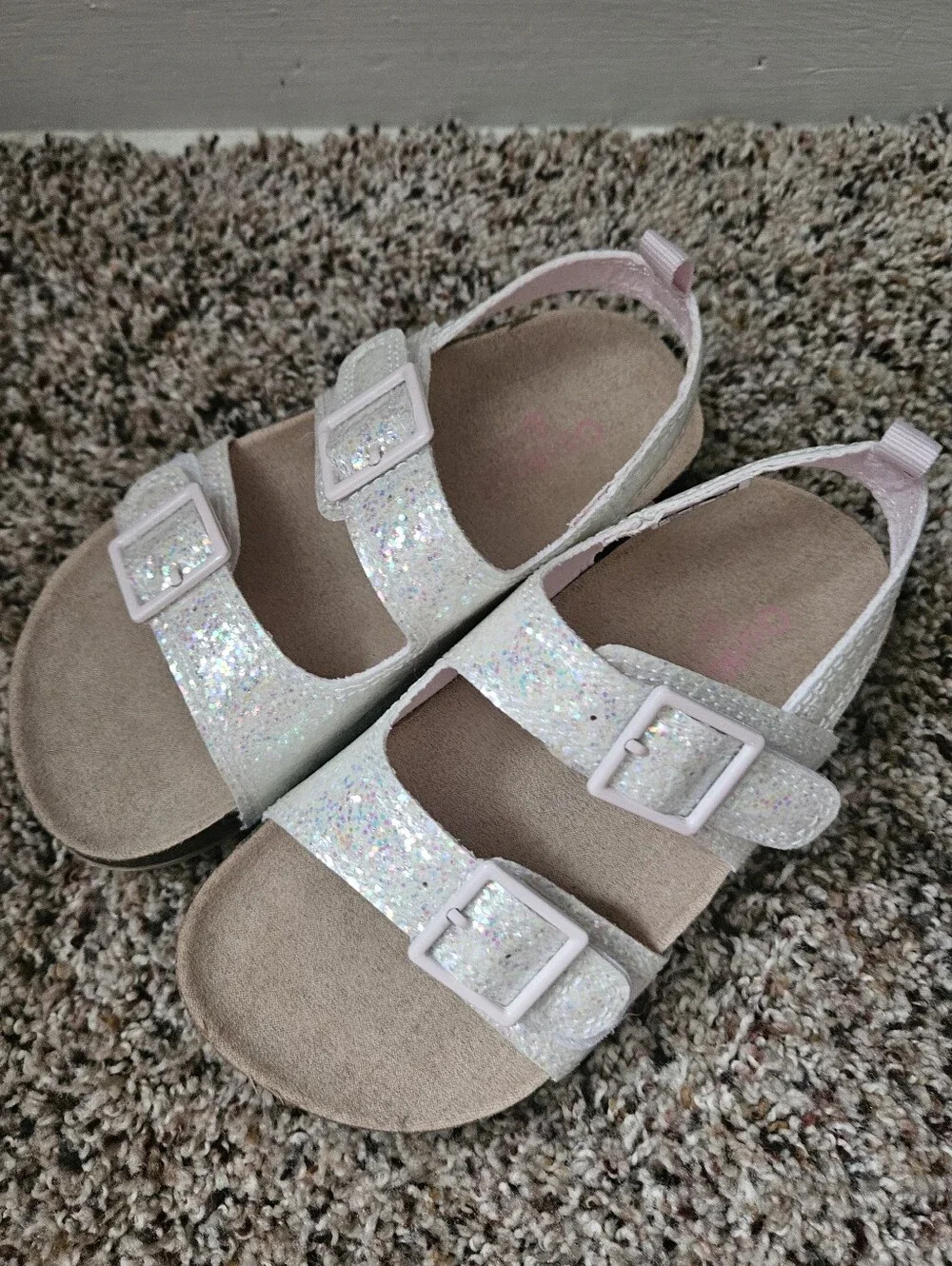 OshKosh B'gosh Girls 10T Iridescent Sparkle Glitter Sandals